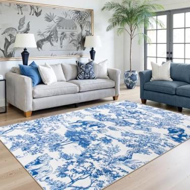 Imagem de Lahome Tapete botânico vintage com estampa de animais selvagens de 1,5 x 2,1 m – Tapete de pelúcia macio antiderrapante e lavável na máquina para quarto, sala de jantar, sala de leitura, sala de jogos