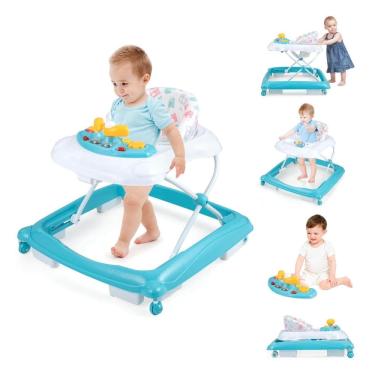 Imagem de Andador para Bebê BABY JOY, Andador de Atividades 4 em 1 Dobrável com Altura Ajustável, Música, Luzes, Andador Antiviral para Bebês.