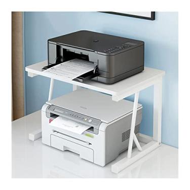 Imagem de SUNESA Suporte de impressão impressora doméstica copiadora prateleira de armazenamento material de escritório rack de acabamento de mesa mesa de impressora de madeira de metal multicamadas (cor: 2
