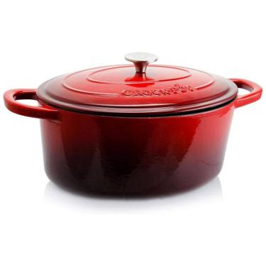 Imagem de Panela de Ferro Fundido Oval 8 Litros Forno Holandês Esmaltado e Antiaderente, CROCK POT 69147.02, Vermelho