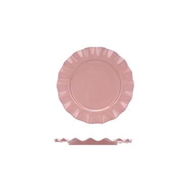 Imagem de Prato de serviço, pratos de jantar, pratos de jantar redondos ondulados criativos para bife, salada, macarrão e aperitivo, forno de micro-ondas e lava-louças (23,3 cm) pratos (cor: carvalho, tamanho