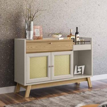 Imagem de Balcão Aparador Buffet Retrô Bar Classico Carvalho Off White - Repleta