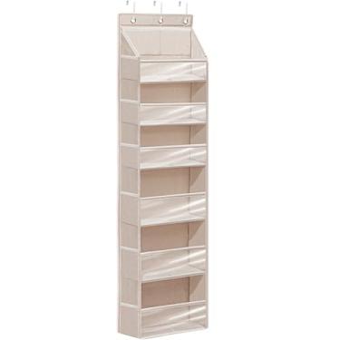Imagem de STORAGEIDEAS Organizador de porta com 6 bolsos extra grandes e 12 bolsos laterais, organizador de armazenamento suspenso de grande capacidade com janela transparente para sapatos, fraldas, bege, 6