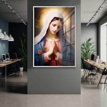 Imagem de Quadro Decorativo com Moldura e Acrilico Cristal Vidro Nossa Senhora Aparecida Religioso Sala Quarto Hall