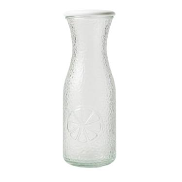 Imagem de Garrafa de Vidro 1L Tampa Hermética Design de Jarro Trama Elegante p/Geladeira Suco Água Leite(2 Garrafas)