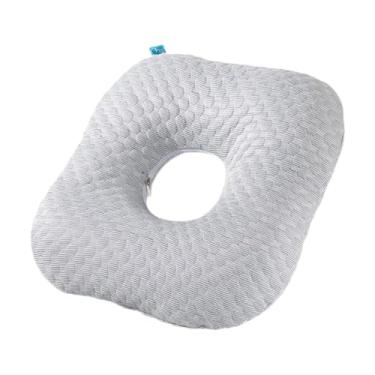 Imagem de WeiLaiKeQi Travesseiro para piercing de orelha para quem dorme de lado, suporte para pescoço, fronha removível, confortável com furo, protetor auricular para, Cinza