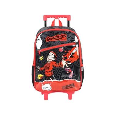 Imagem de Mochila Enaldinho Rodinhas Escolar YouTuber Infantil Meninos Cor Preta