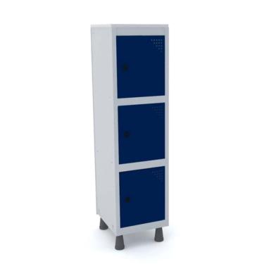 Imagem de Mini Roupeiro Aço 3 Portas Com Pitao Para Cadeado Azul Delrei - Pandin