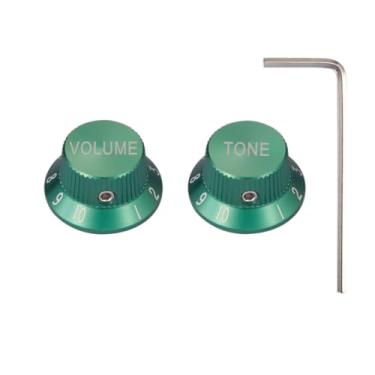 Imagem de KAISH Potenciômetro universal de guitarra de metal premium de 1/10.2 cm, maçanetas de alumínio tom de volume com parafuso de ajuste para Strat/Ibanez/Yamaha/Les Paul 1 * volume 1 * tom verde