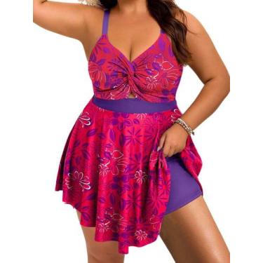Imagem de Vestido de banho Tankini Arolina Plus Size Swim Pink 3X
