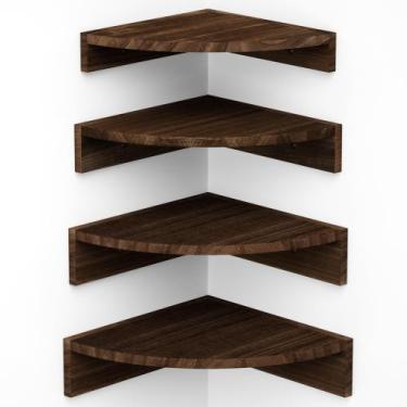 Imagem de Prateleira de canto Alsonerbay Wall Mount, conjunto de 4 madeiras rúst