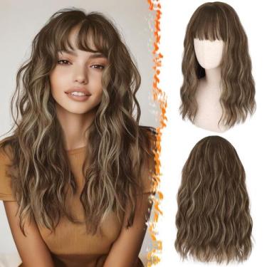 Imagem de Peruca BARSDAR, comprimento médio, marrom, loira, 45 cm com franja