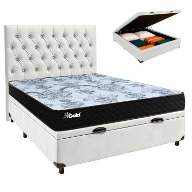 Imagem de Kit Cama Box Bau + Cabeceira + Colchão Casal Molas Ensacadas - Life Gold - Paropas