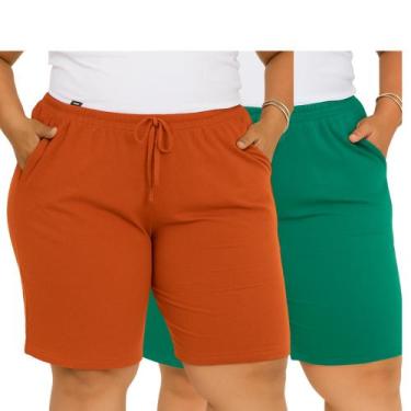 Imagem de Kit 2 Bermudas Feminina Com Bolso Plus Senhoras Confortáveis - PMQ, So