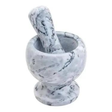 Imagem de Pilao Pedra Marmore Socador Alho Macerar Tempero 13Cm