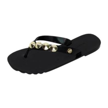 Imagem de Sandália Rasteira Chinelo Adulto Round Spikes - Miss Miss, Preto, 38