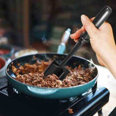 Imagem de Espremedor de carne e batata, ferramenta de cozinha durável de 28 cm com alça ergonômica para triturar batatas, legumes, frutas (preto)