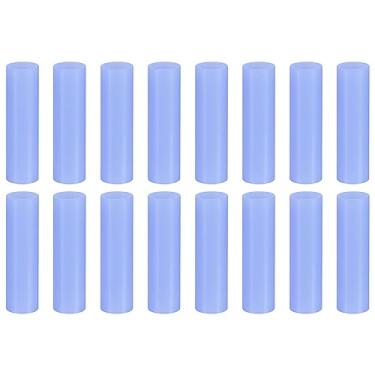 Imagem de 16 pontas de canudo de silicone, capas de palha de metal, pontas de canudos reutilizáveis macias adequadas para canudos de aço inoxidável de 8 mm/0,31" OD, azul