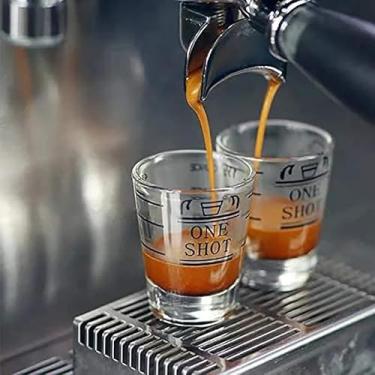 Imagem de Pacote com 2 xícaras de café expresso de 45 ml, copo de dose de 90 ml, jarra tripla Expresso, pequena xícara de café com alça de vidro