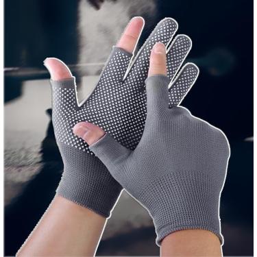 Imagem de 3 pares de luvas de trabalho leves para homens e mulheres, meio dedo, respiráveis, sem dedos, para construção, nylon, fitness, ciclismo, motociclista (cinza)