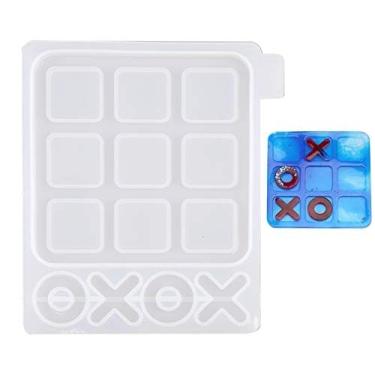 Imagem de 1 molde tique-tac toe XO para jogos de tabuleiro de silicone e resina epóxi de silicone para jogos de tabuleiro 13 x 12 cm, molde de resina epóxi de silicone para artesanato, jogos de mesa para