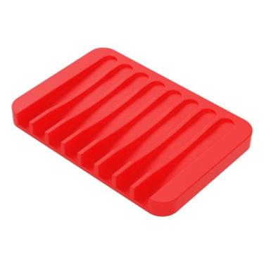 Imagem de 3 peças suporte de saboneteira de silicone para chuveiro montado na parede estojo de sabão organizador de esponja fácil de limpar