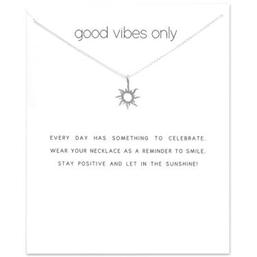 Imagem de Colar com mensagem e relâmpago, pingente de círculo de pérola em ferradura da sorte para mulheres, cartão de presente, Small, Liga de aço, Sem Pedra Preciosa