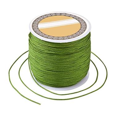 Imagem de 109 jardas 0,8 mm cordão de contas de nylon chinês cordão trançado de macramê de rabinho para pulseiras da amizade, joias, artesanato, suprimentos verde-oliva monótono