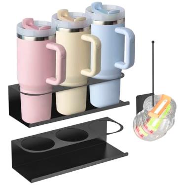 Imagem de 2 peças de suporte magnético para copos Stanley 30 e garrafas de água de 1,134 g, organizador de copos para geladeira, acessórios de tampas de copo de armazenamento para armário de geladeira de