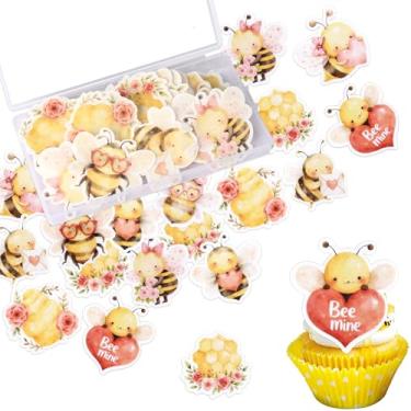 Imagem de Rsstarxi 60 Pack Edible Bees Cupcake Toppers Rice Paper Bumble Bee Cupcake Picks Oh Babee Bees Cake Decorations for Honey Bee Baby Shower Boys Girls Birthday Party Decorations Supplies