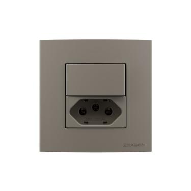 Imagem de Placa Para Móveis 80x80 Com Interruptor Simples 10a E Tomada 2p+t 20a Margirius Sleek Colors Argila Argila