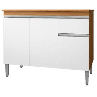 Imagem de Balcao Com Tampo 120 cm Tatiane REAJL Moveis, Amendoa Branco