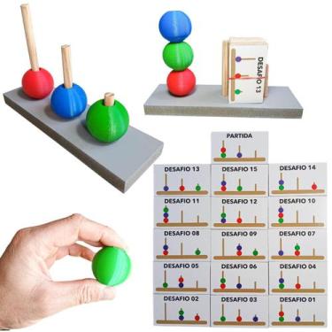 Imagem de Jogo Torre De Londres Brinquedo Educativo Madeira 16 Cartas - Zaramela