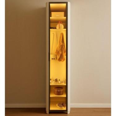 Imagem de Guarda Roupa Modulado com LED e Vidro Reflecta 1 Porta com Nicho e Pés