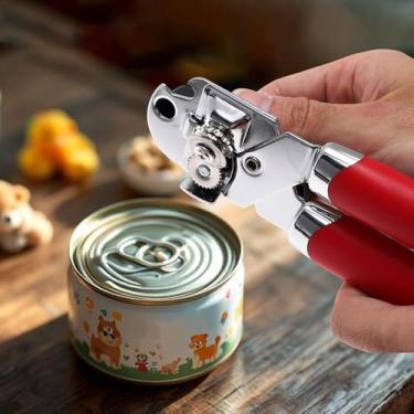 Imagem de Generic 1 abridor de latas portátil 3 em 1 abridor de latas e abridor de garrafas PP ferro prateado vermelho 5,3 x 19,3 cm