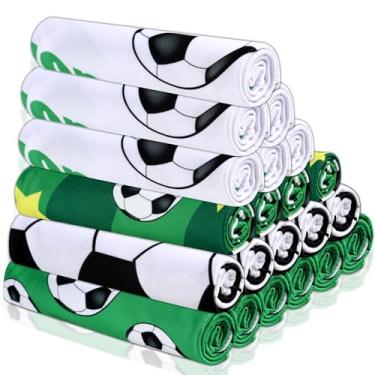 Imagem de gisgfim 24 peças de toalha de resfriamento de futebol 101 x 30 cm toalha de gelo esportiva para pescoço e rosto secagem rápida macia respirável microfibra toalhas frias em massa lembrancinhas de festa