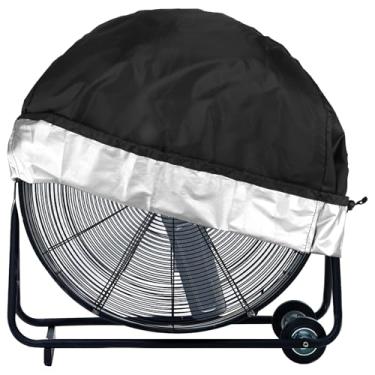 Imagem de Capa de ventilador industrial de tecido Oxford com cordão, impermeável, à prova de ferrugem, capa para ventilador externo com cordão ajustável para fábrica (61 cm)