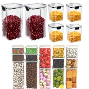 Imagem de Porta Mantimentos, Kit Completo Cozinha Potes Herméticos Empilháveis Trava Segurança Reforçada 100% Vedado(J - 2x 1,6L + 4x 800ml)
