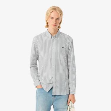 Imagem de Camisa Pinpoint Listrada com Caimento Regular - LACOSTE, 42, Branco, V