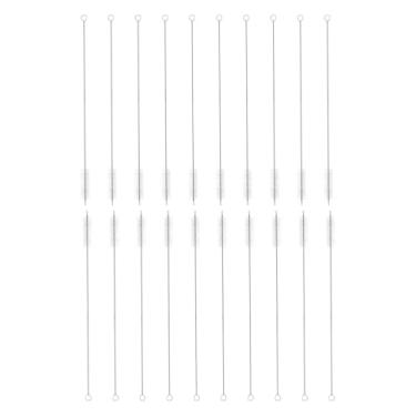Imagem de HARFINGTON Conjunto de escovas de limpeza de palha, aço inoxidável 304 de comprimento 304 e cerdas de nylon para garrafa de água, tubos de copo de canudo de silicone, branco (15 mm OD, conjunto de 20