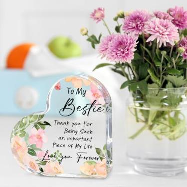 Imagem de Bestie Gifts for Women Friendship - Presentes de acrílico em forma de coração para amigas femininas, lembrança de amizade para mulheres, aniversário, melhor amiga, alma, irmã, trabalho, melhor