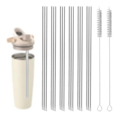 Imagem de 6un. Canudo Metal Reposição Compatível com a Garrafa Água Owala Freesip Sway de 30oz, Canudos de Aço Inoxidável Reutilizáveis Sem BPA com 2 Escovas Limpeza