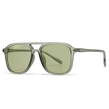 Imagem de VFDHN Óculos de sol retrô Double Bridges masculino, moda leopardo, feminino, degradê (verde)