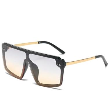 Imagem de JRLLFD Óculos de sol punk grande feminino, armação grande, luxuoso, masculino, esportivo, à prova de vento, UV400 (preto, cinza, amarelo)