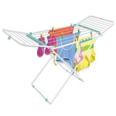 Imagem de Varal de Chão com Abas Reforçado Aço Dobrável Bari Branco - Secalux