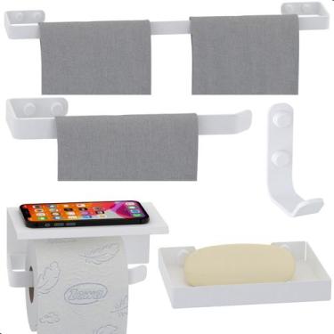 Imagem de Kit Acessórios Para Banheiro Branco 5 Peças MAX - MetalCromo