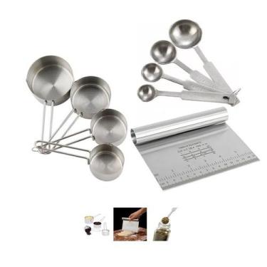 Imagem de Medidor Inox 8 Peças Xícaras Colheres e Espátula Multiuso - FRIGOPRO