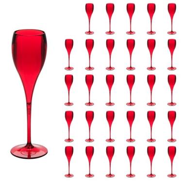 Imagem de Taça Espumante 120ml Kit 30un Brut Alto Padrão Acrílico (VERMELHO)