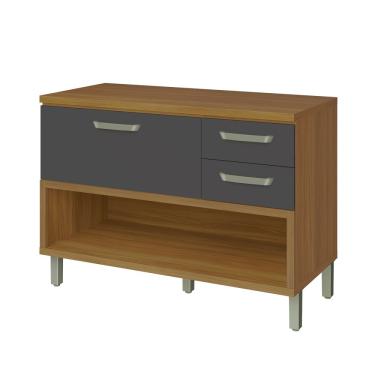 Imagem de Balcão 1 Porta 2 Gavetas 120cm Tampo Princesa Nesher - Freijó/Grafite