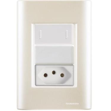 Imagem de Interruptor Tomada 20A Giz Pérola Tramontina completo pronto - Kit Tra